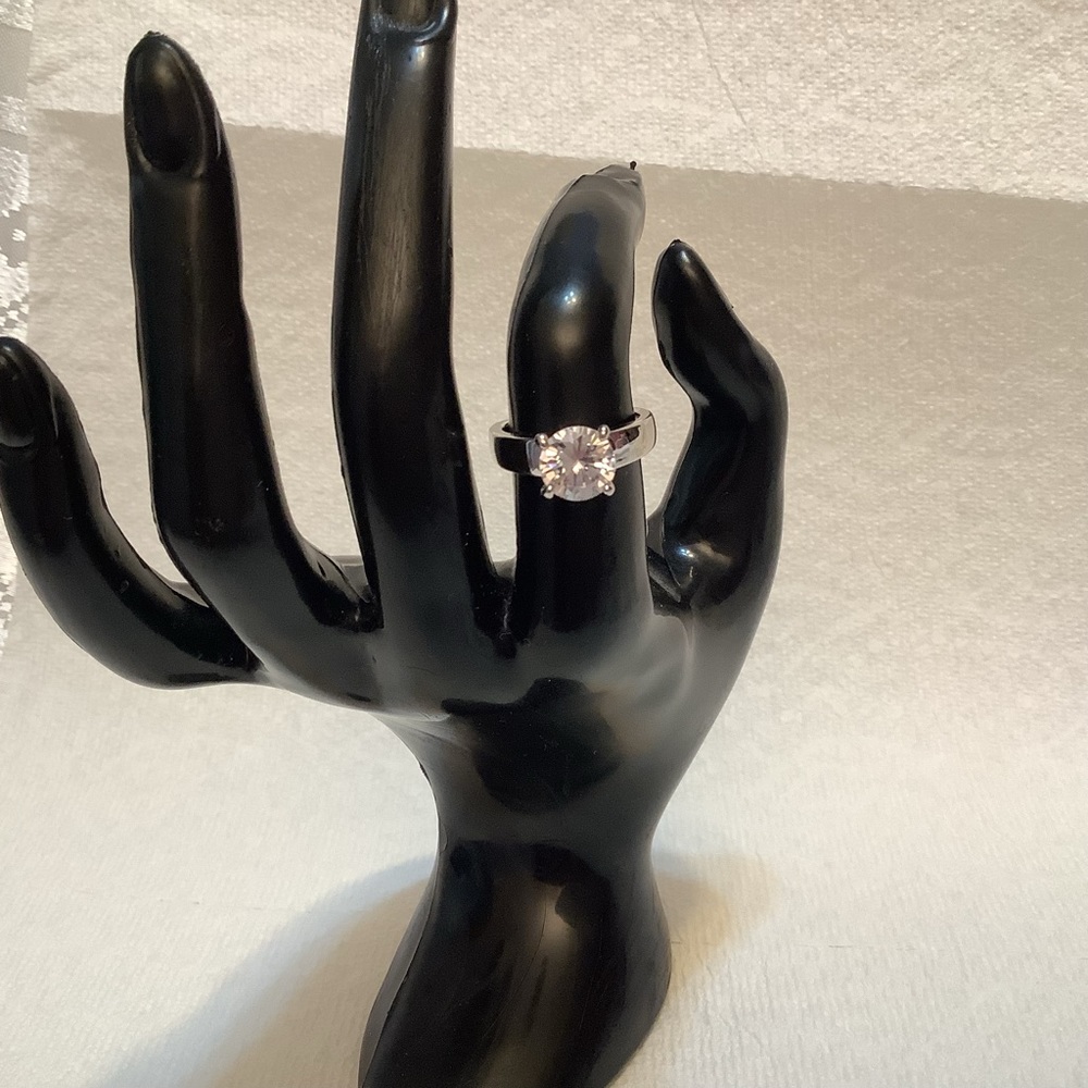 Fashion Jewelry Ring Womens Clear Stone Wide Band